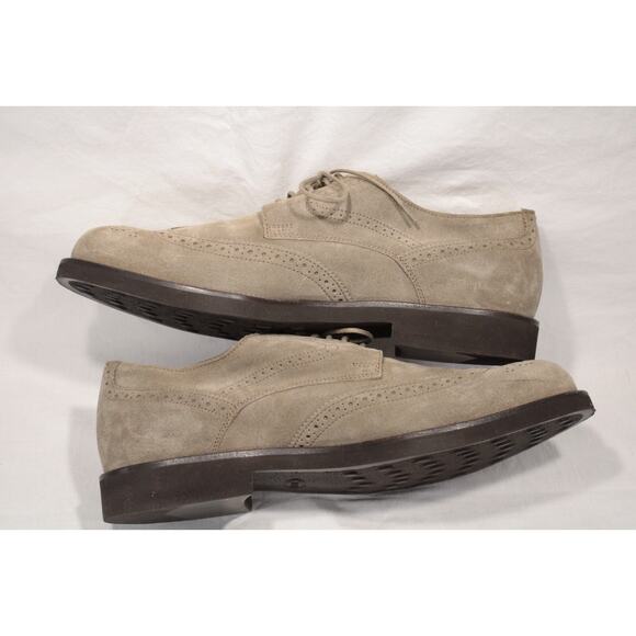 Tod's Men's Grigio Beige Suede Wingtip Derby Lace-up Shoes Size 9M Preppy Italy - Picture 6 of 12